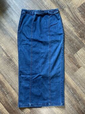 Belle Vere Denim Jean Long Skirt Women’s Small High Back Slit Boho 90s Festival